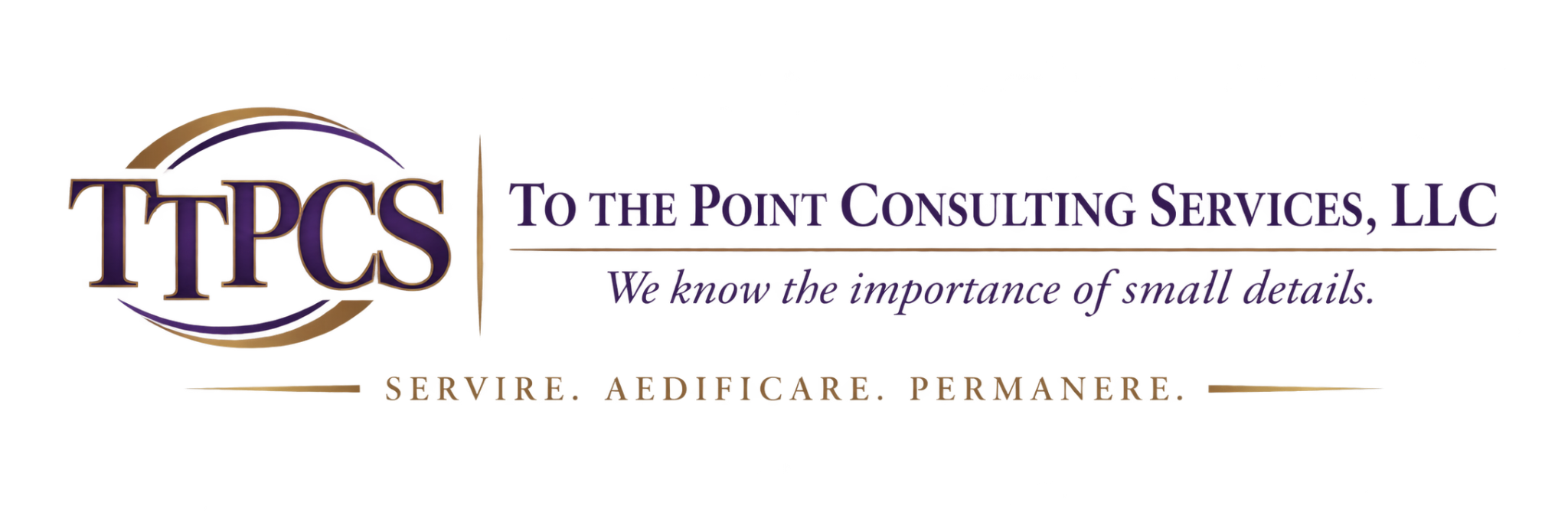 TTPCS violet and bronze reconstructed corporate logo